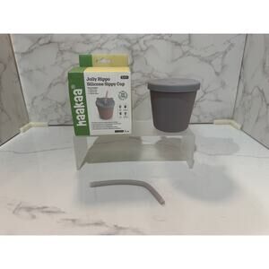 Haakaa Jolly Hippo Baby Straw Cup, Silicone Sippy Cup Gray Unisex, Toddler, NIB